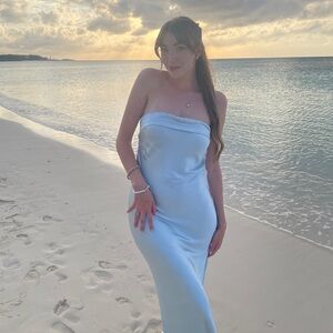 Blue silk maxi dress